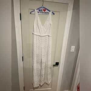 White lace David’s bridal jumpsuit